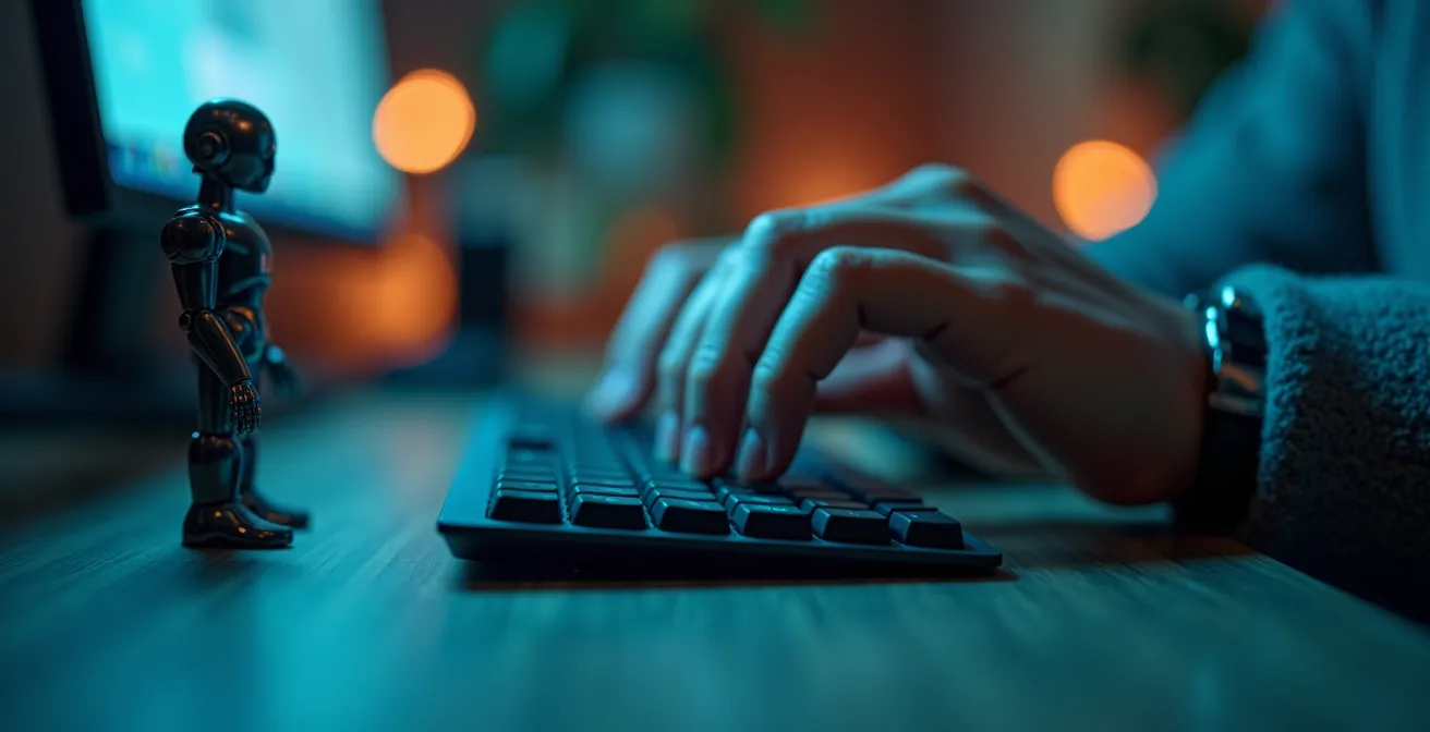 Manos sobre teclado automatizando procesos en hoja de cálculo