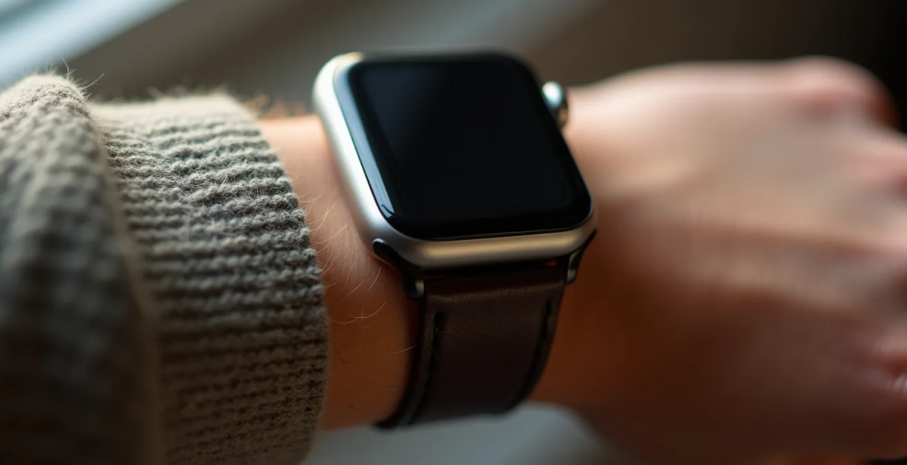 Demostración de posición correcta del smartwatch en la muñeca para lectura ECG precisa