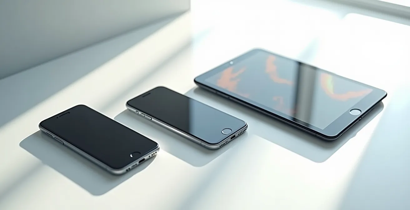 Comparación visual de smartphones y tablets con tecnología WiFi 6