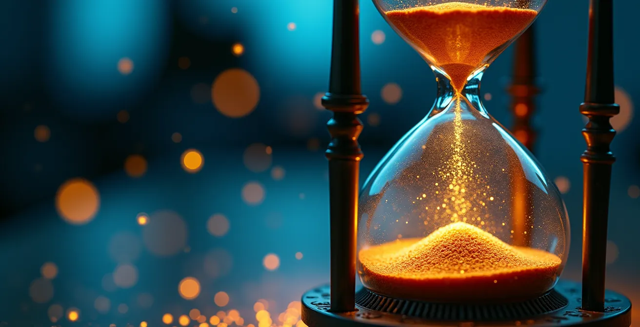 Reloj de arena simbolizando el tiempo crítico de notificación legal en ciberseguridad