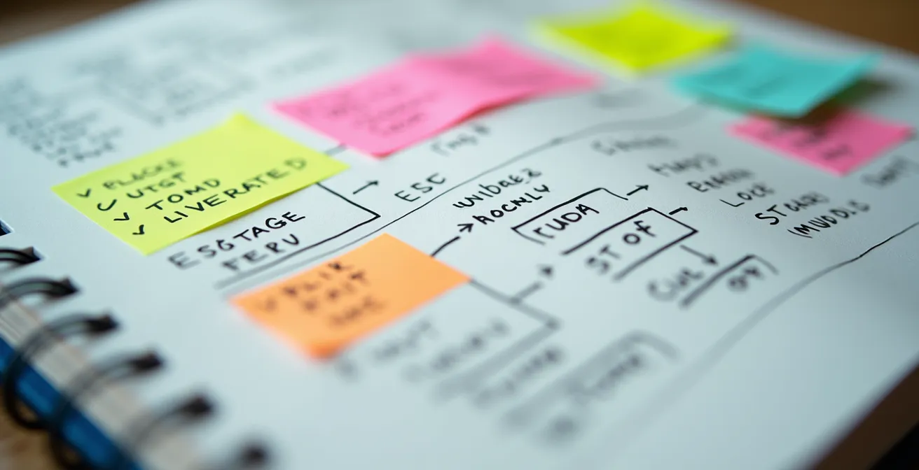 Cuaderno de progreso de programación con notas estructuradas y código manuscrito