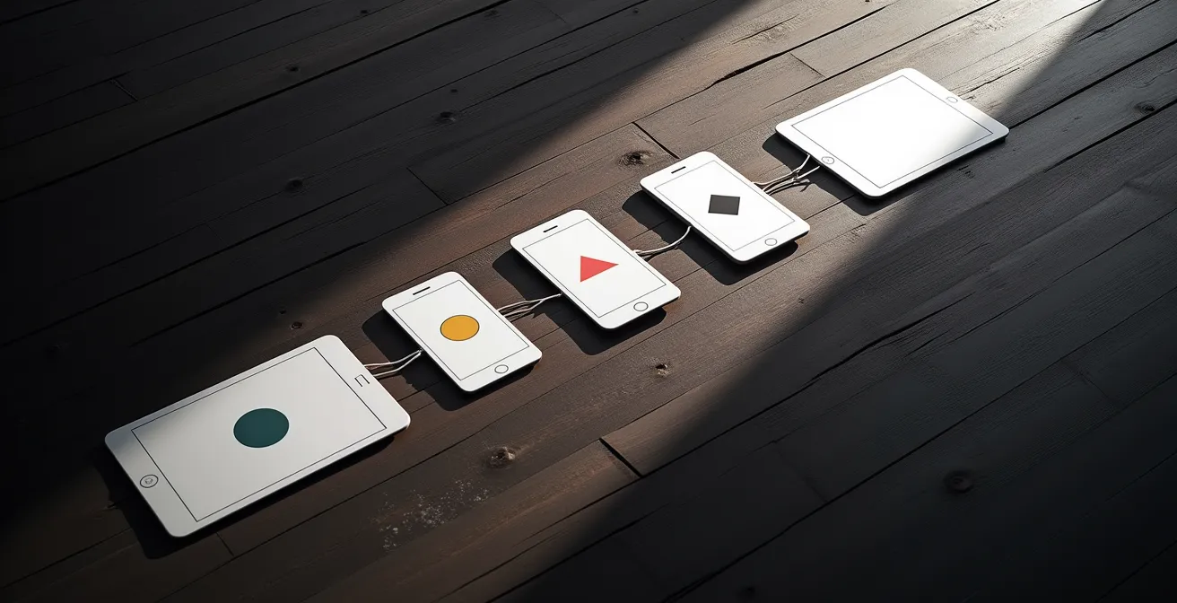 Visualización minimalista de un flujo de usuario simplificado