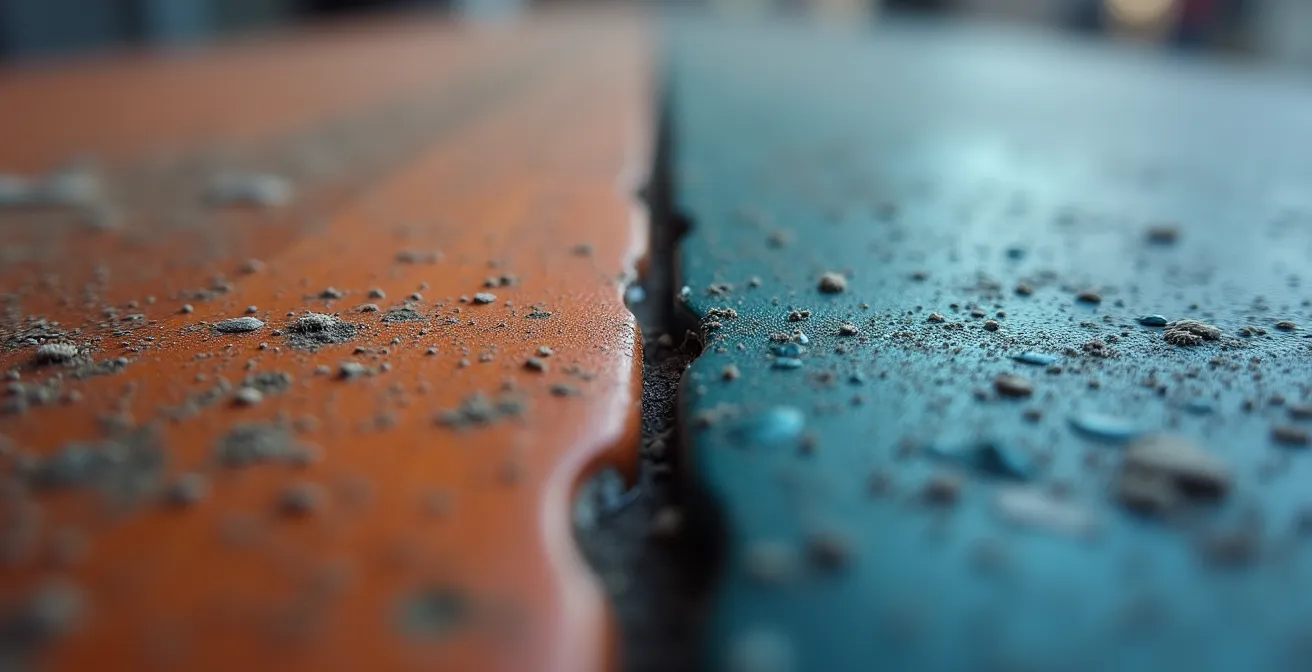 Contraste visual entre gadgets activamente utilizados en un escritorio ordenado y dispositivos abandonados en un cajón polvoriento