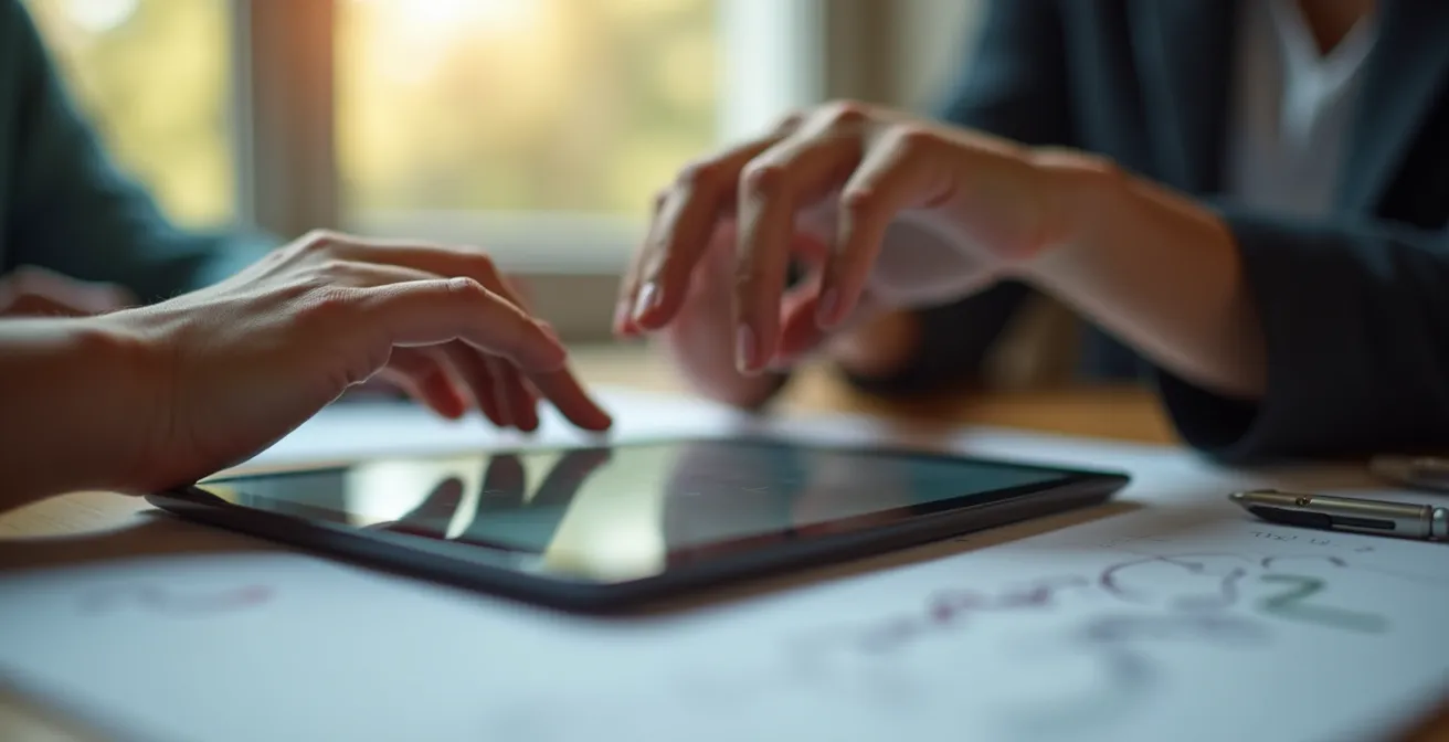 Usuario realizando prueba de usabilidad con observador tomando notas sobre fricciones