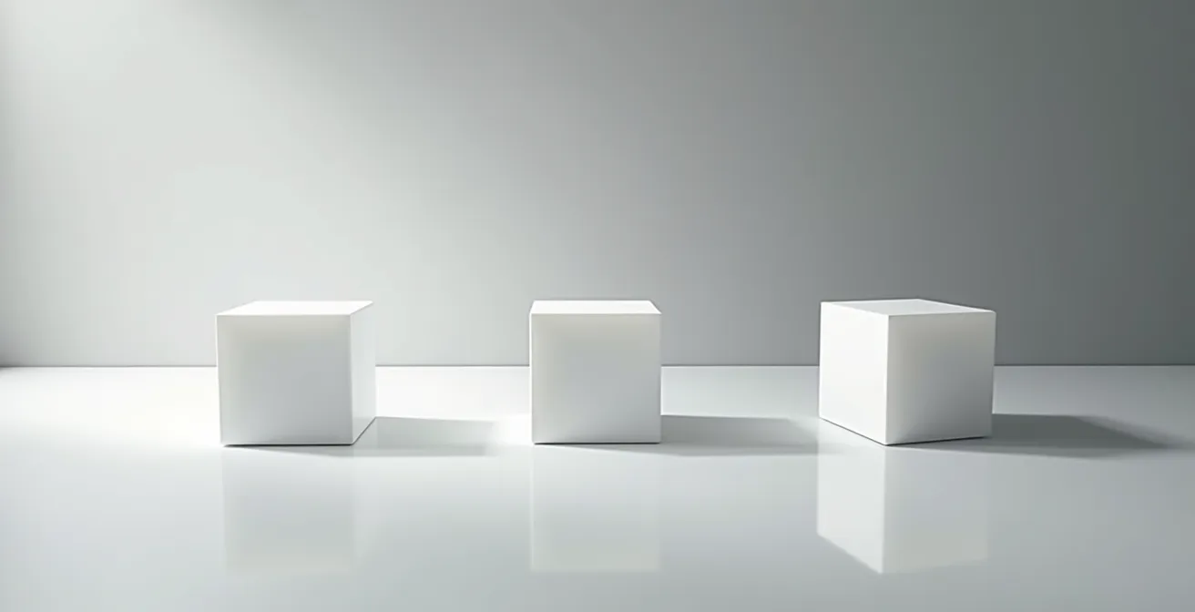 Representación visual de proceso de decisión simplificado con tres opciones claras