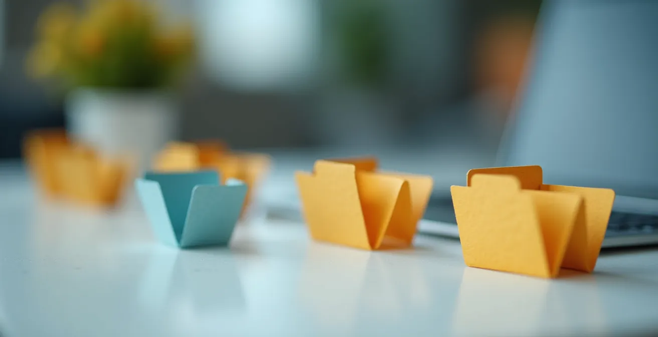 Vista aérea de escritorio mostrando sincronización selectiva de carpetas